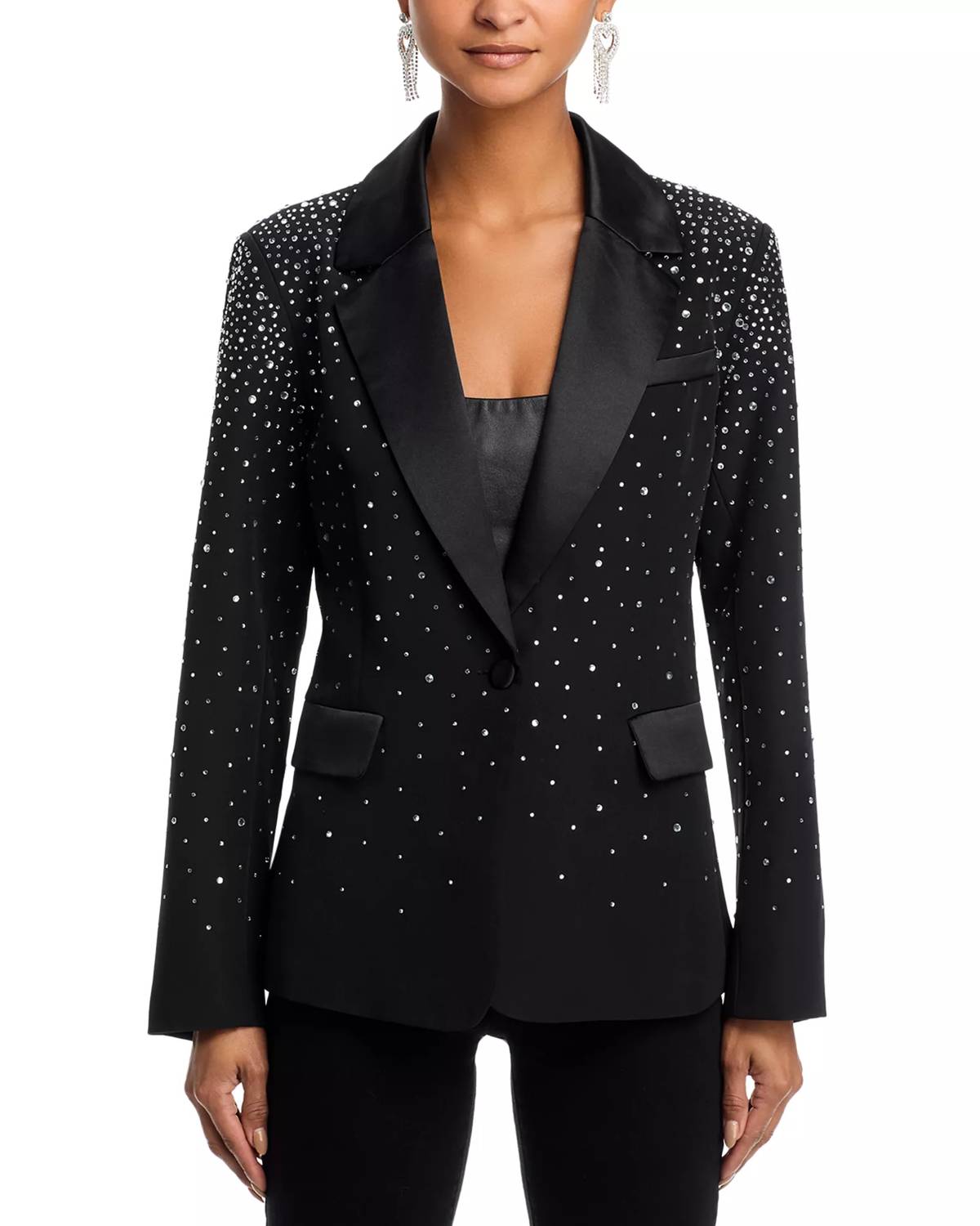 Aqua x Salvatore Rizza Crystal Blazer in black white - women's jacket - detail view