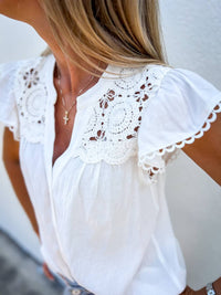 Hem & Thread - Sweet Grace Crochet Button Down Top