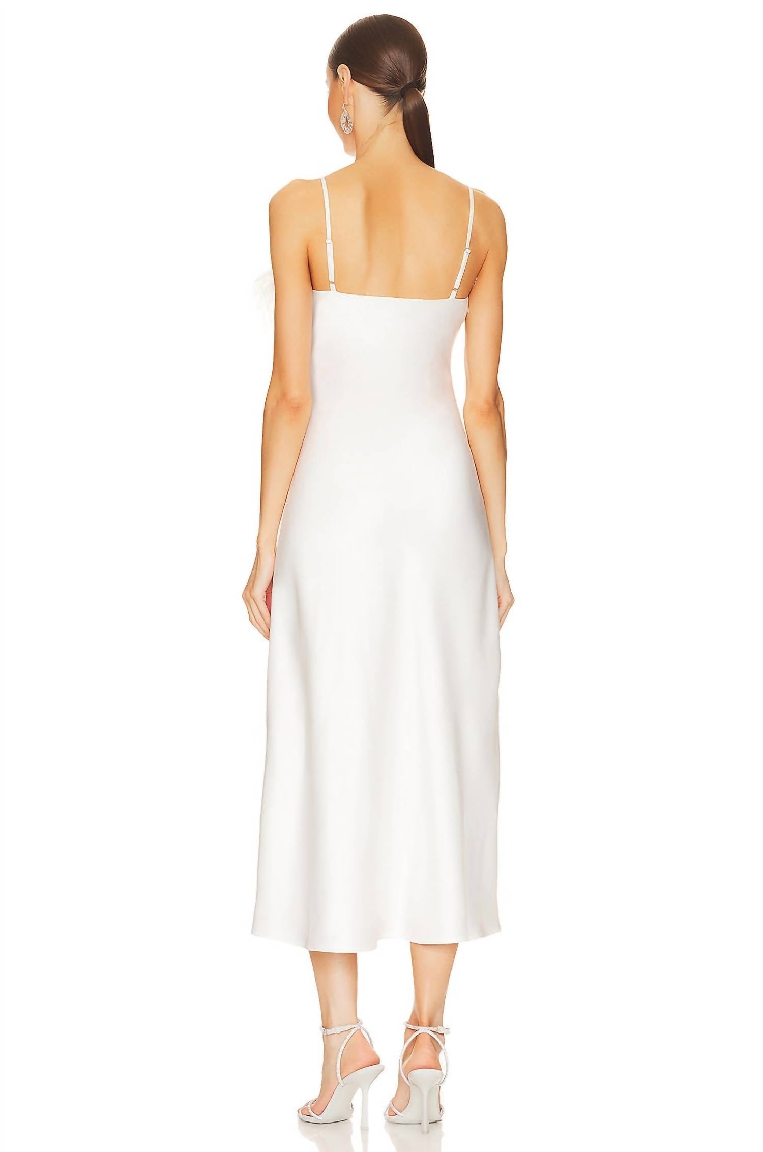 Line And Dot - Kimi Satin Feather Trim Slip Dress