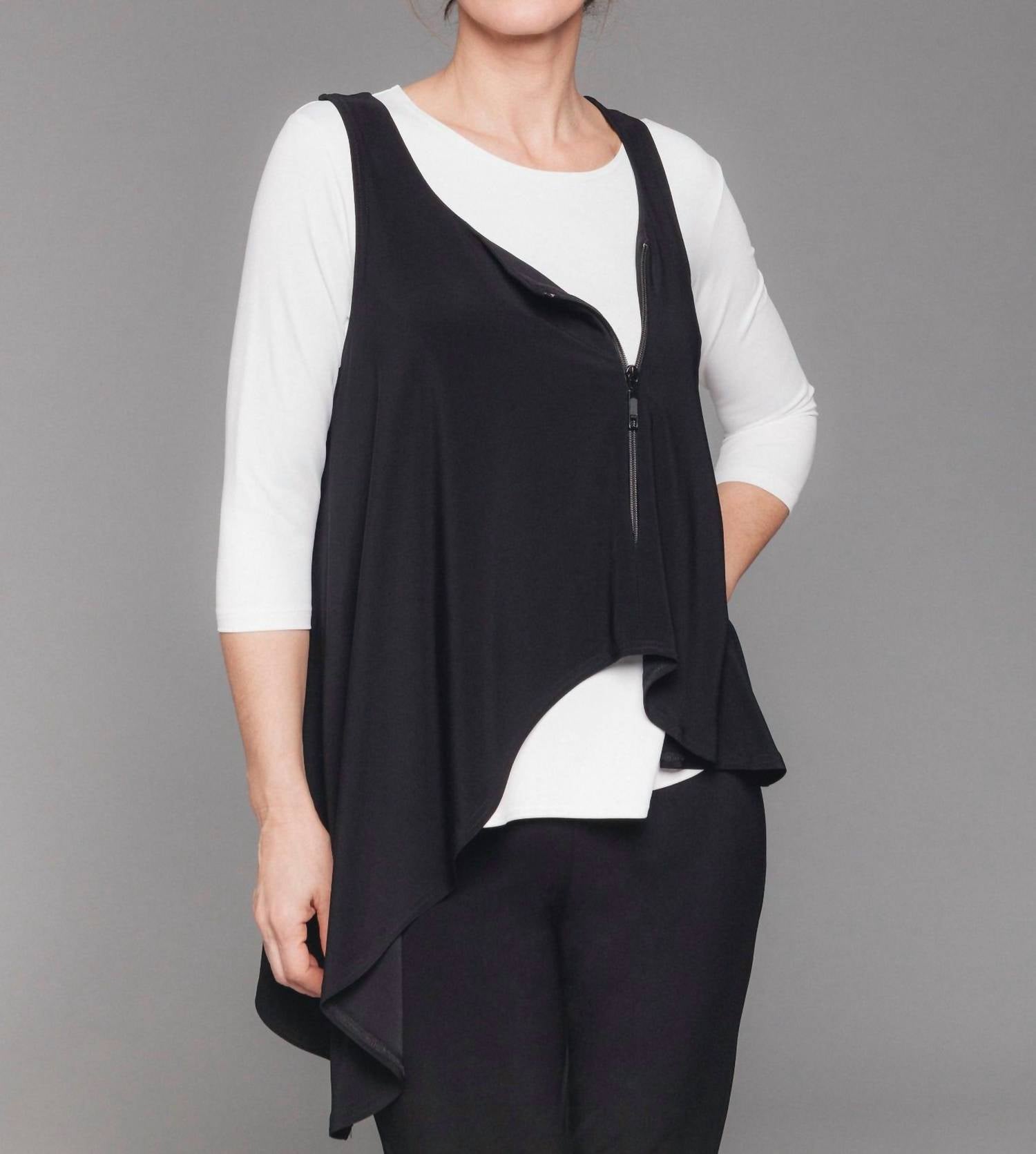 Sympli Women's Get Over It Smock Top in black - women's tank top