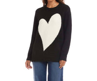 Karen Kane Hartley Heart Jacquard Sweater in black and cream - women's sweater
