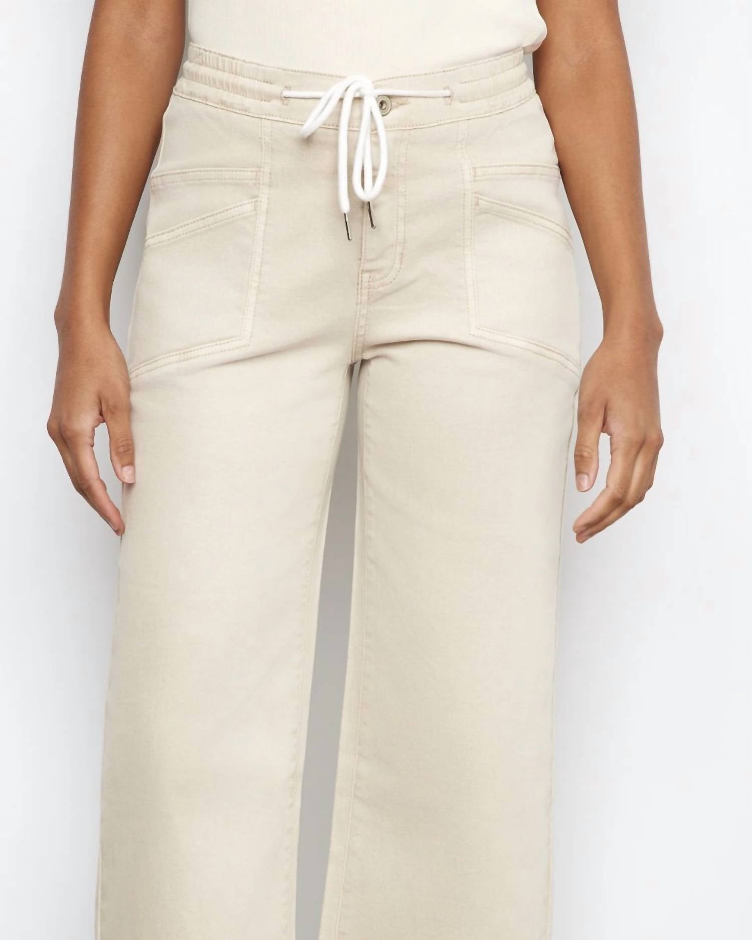 Charlie B - Remarks Drawstring Wide Leg Twill Pants