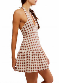 Free People Cecil Mini Dress in brn patina - women's dress - detail view