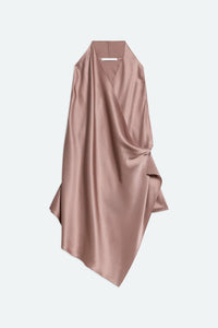 HELMUT LANG Drape Silk Satin Cowl Top in tea rose - women's blouse - view 7