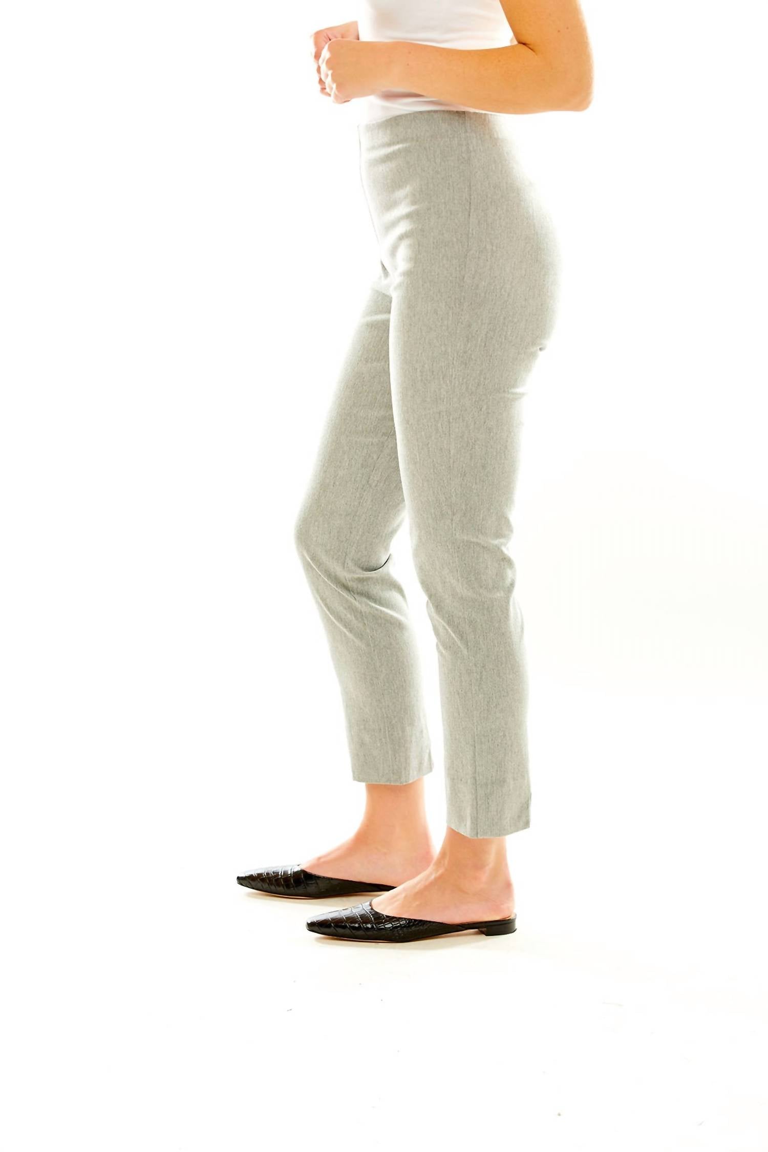 SARA CAMPBELL Flannel Sheri Pants in light grey heather - women's pants - detail view