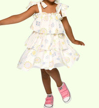 Hannah Banana - Girls Sara Embroidered Eyelet Tiered Dress
