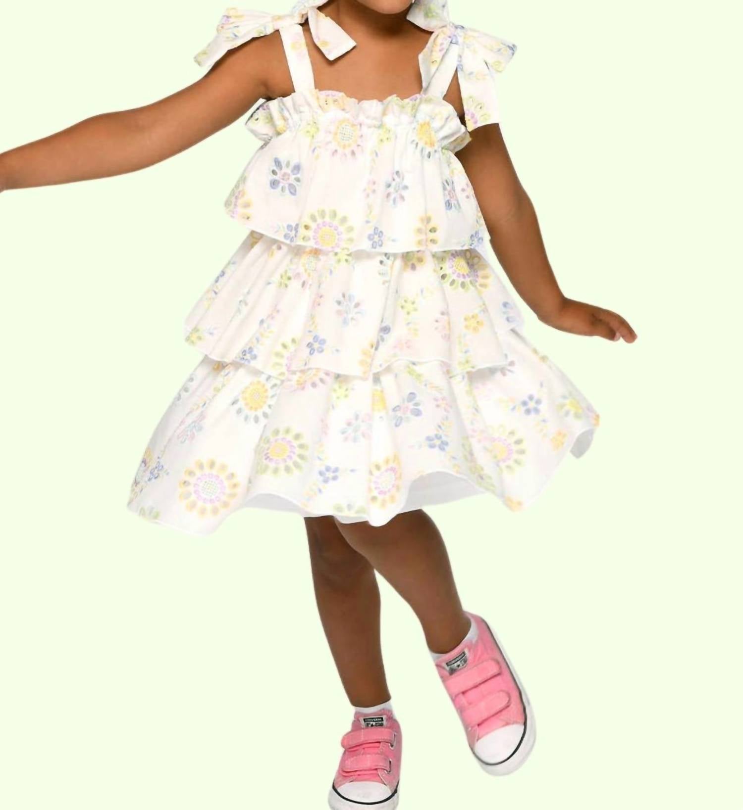 Hannah Banana - Girls Sara Embroidered Eyelet Tiered Dress