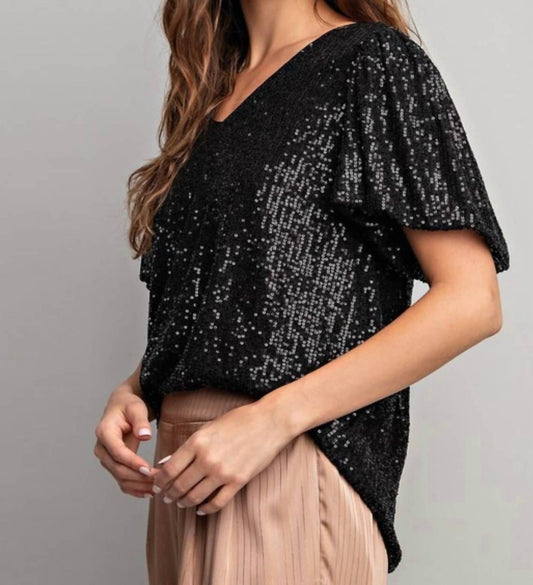 Ee:Some - Nichole Short Sleeve Sequin Top