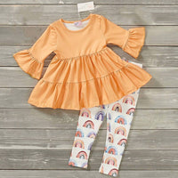 Pete + Lucy - Girls Watercolors Rainbows Pant Set