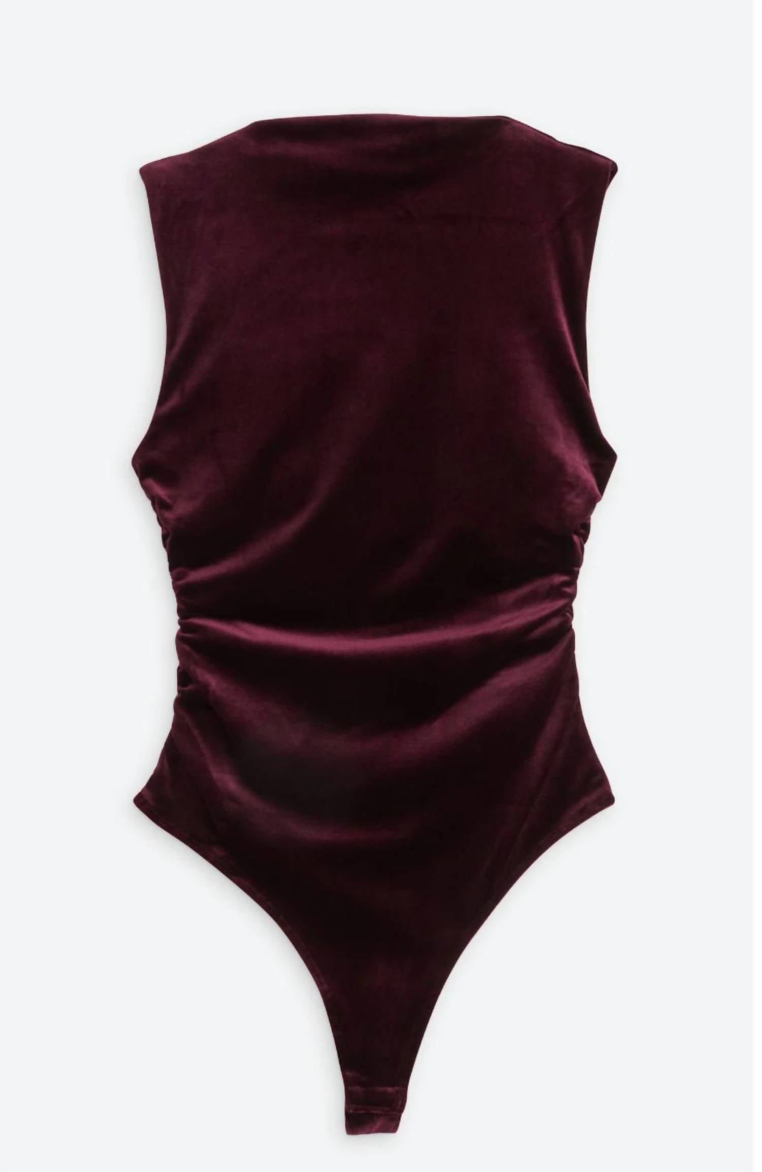 STEVE MADDEN Esen Bodysuit in wine 1 - women's shirt - alternate view
