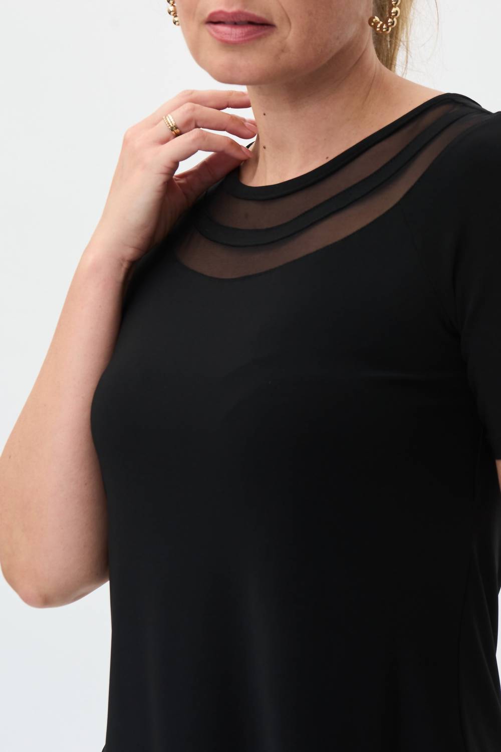 Joseph Ribkoff Blaire Short Sleeve Tunic Top in black - women's shirt - alternate view