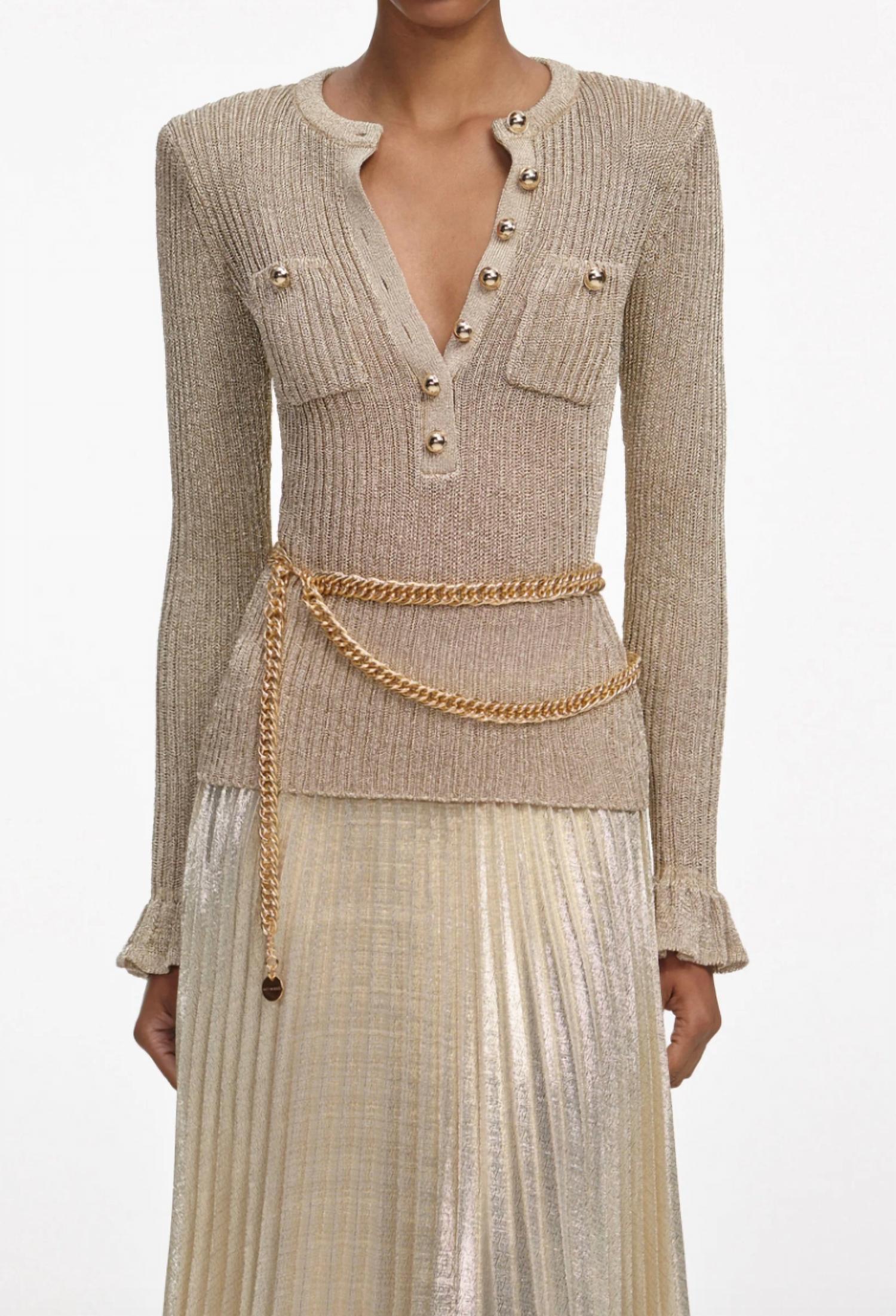 Self-Portrait - Lurex Ribbed Knit Maxi Dress