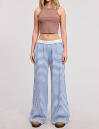 Mimosa - Mid Rise Elasticized Waistband Gingham Pattern Pants