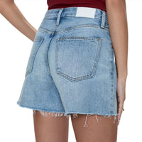 PISTOLA Andie High Rise Vintage Cut Off Short in light medium wash - women's shorts - detail view