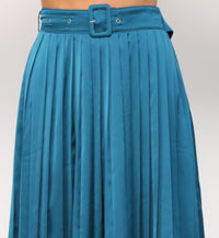 Fate - Satin Pleated Midi Skirt