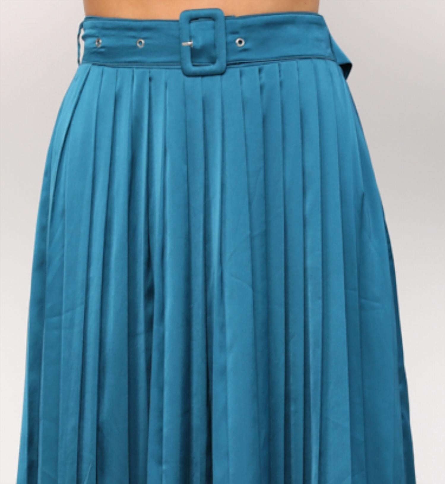 Fate - Satin Pleated Midi Skirt