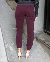 Grace and Lace Women's Sueded Twill Joggers in wine - women's pants - view 8