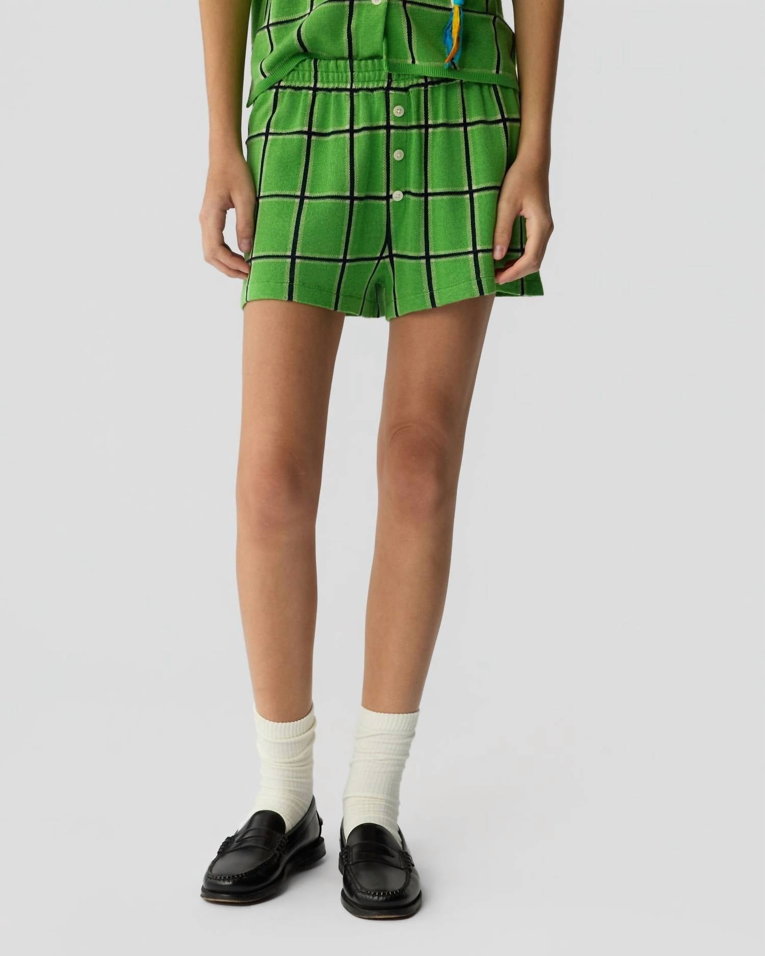 Guest In Residence Picnic Plaid Short in residence picnic plaid short in match point combo - women's shorts - detail view