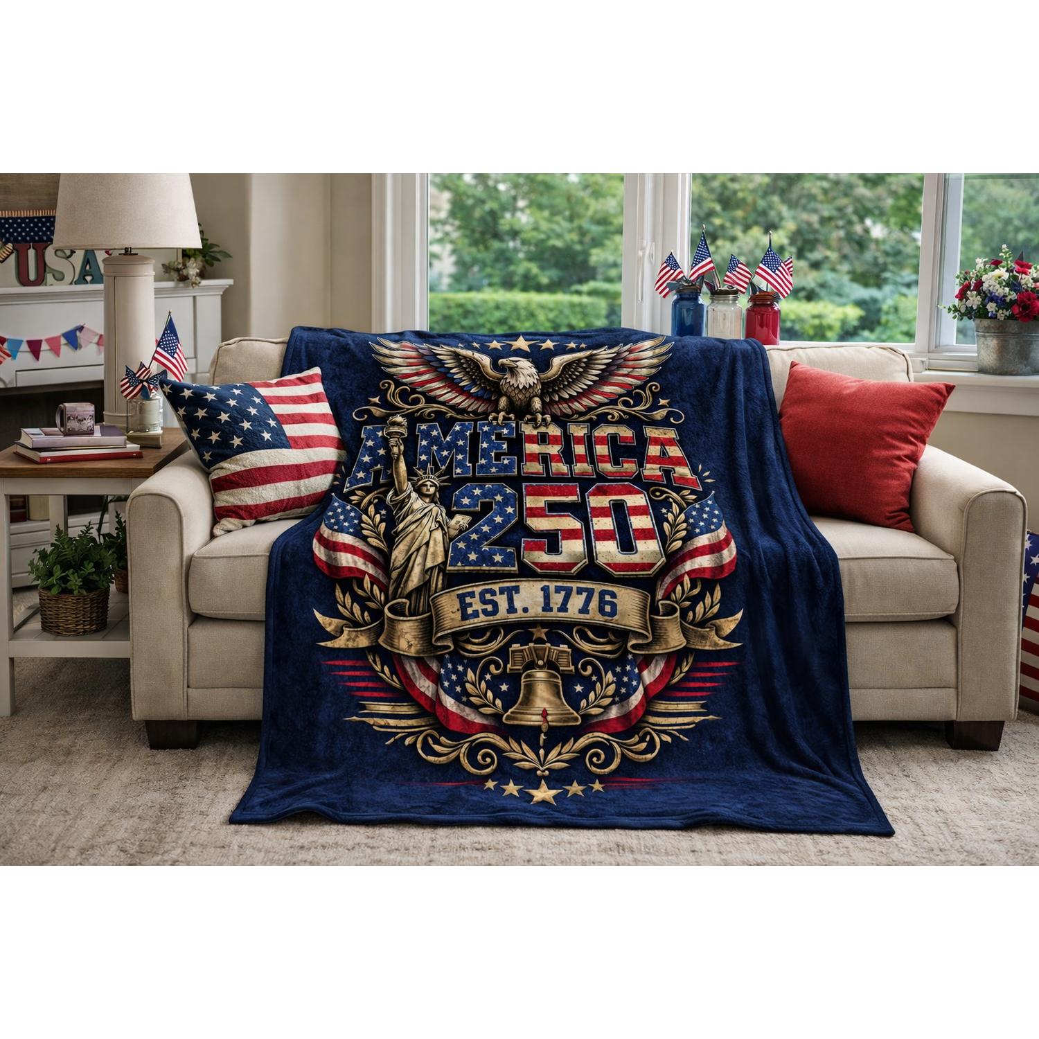 Julia Rose - Unisex America Est. 1776 Flannel Blanket