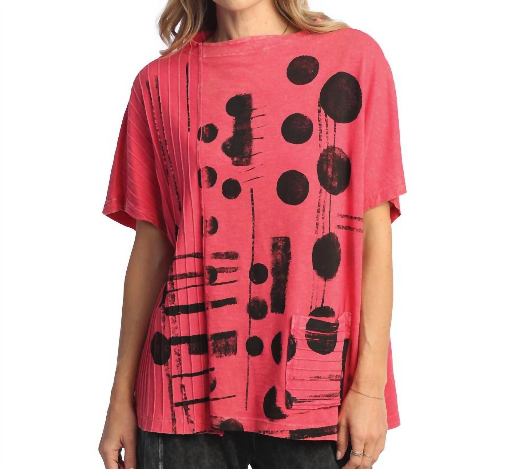 Jess & Jane - Veronica Mineral Washed Mock Neck Cotton Top