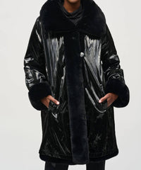 Joseph Ribkoff - Women's Reversible Faux Fur Metallic Coat