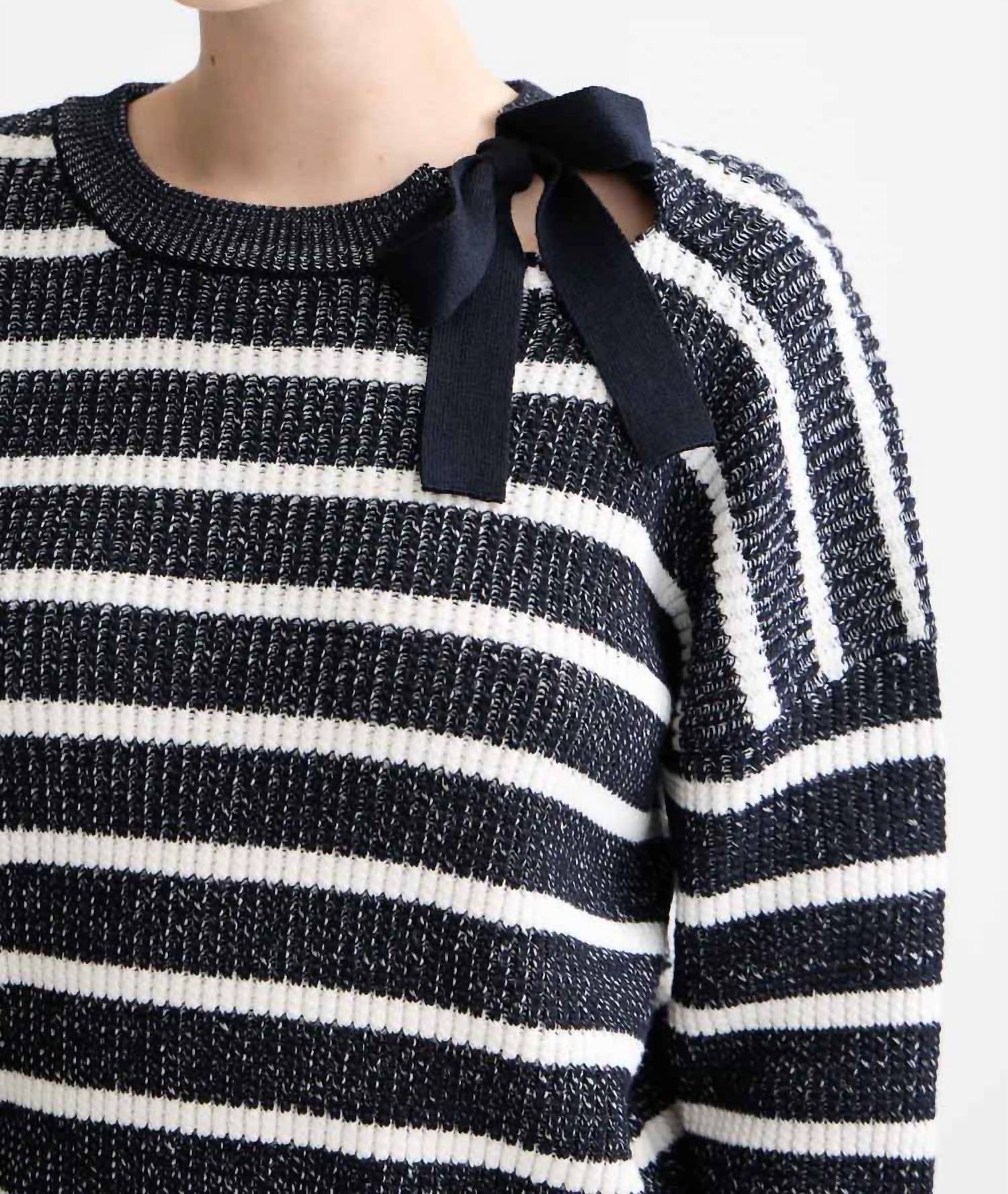 Scotch & Soda - Stripe Tie Neck Pullover Sweater
