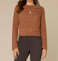 Democracy - Women's Drapey Boat Neck Long Sleeve Knit Top