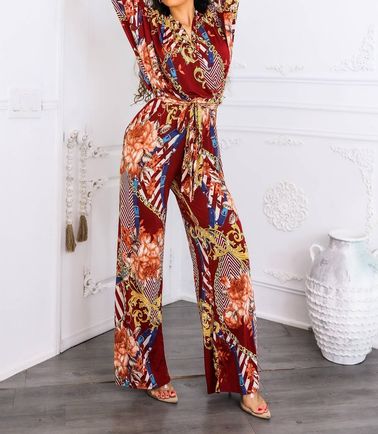Surelymine - Boho Chic Wide Leg Jumpsuit