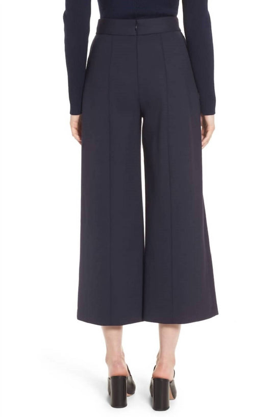 Lewit - Flare Leg Cropped Wool Pants Dark Indigo