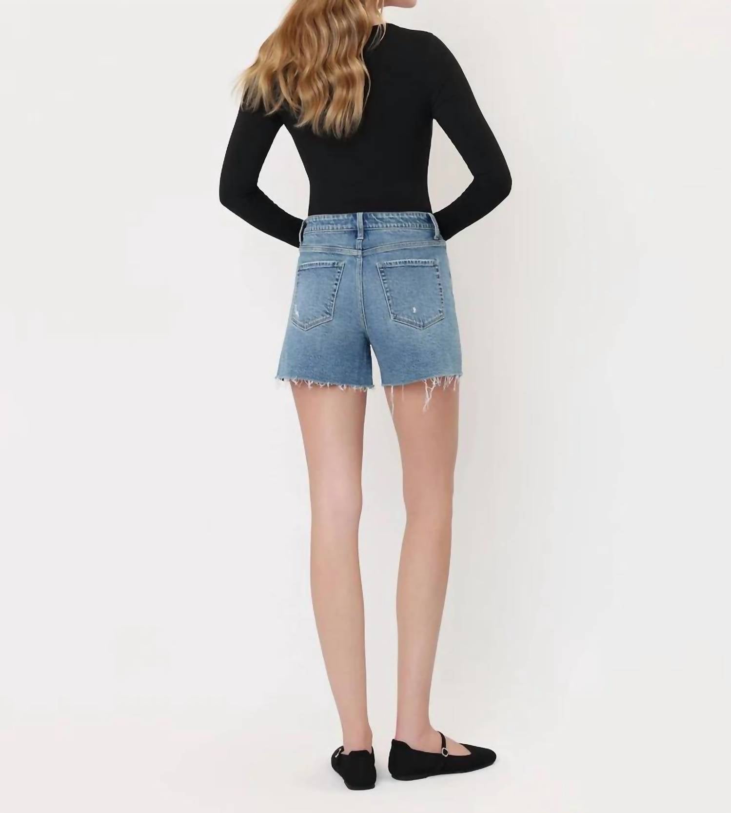 Vervet By Flying Monkey - Super High Rise A Line Denim Shorts