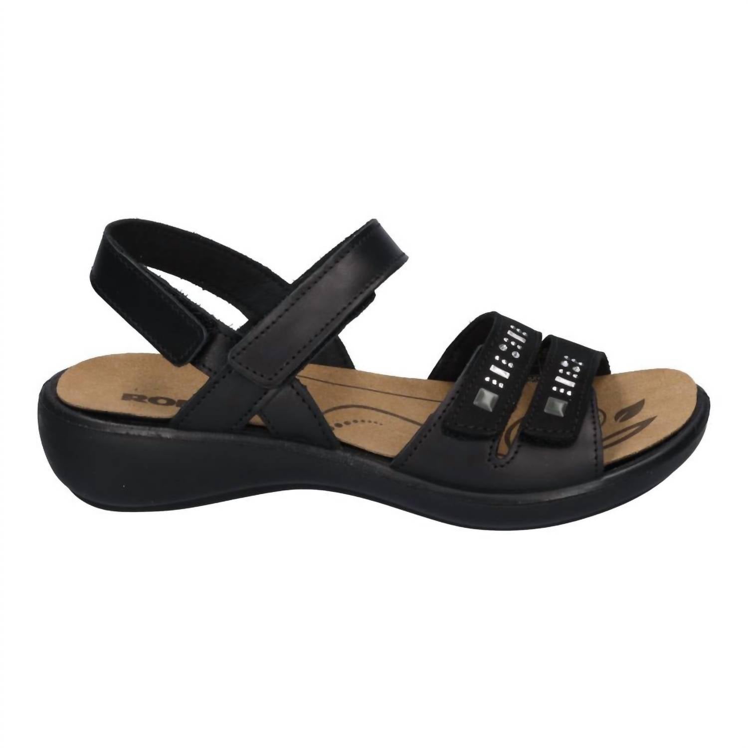 Romika USA Women's Ibiza 86 Leather Sandals in black - women's sandal - detail view