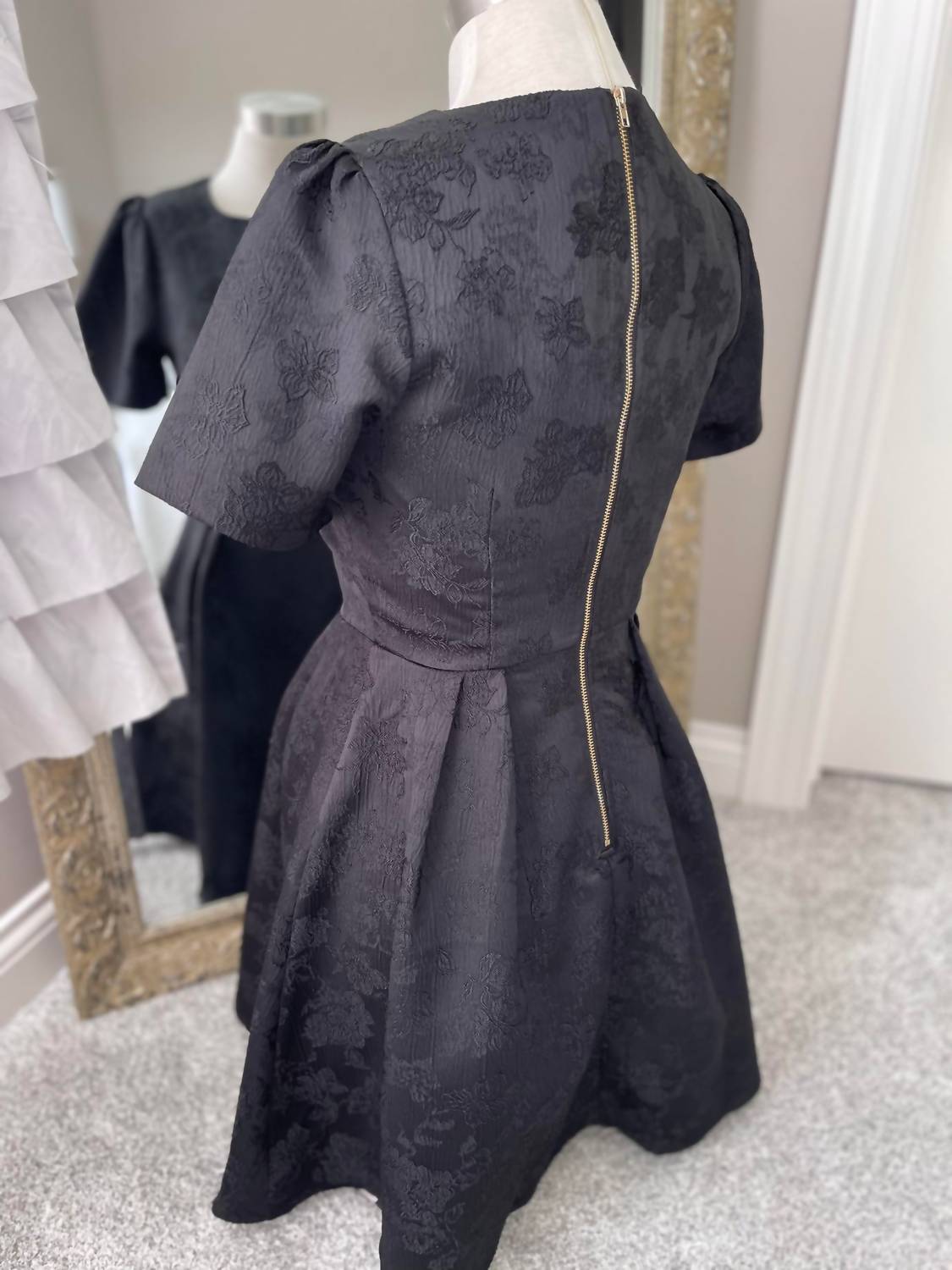 She + Sky - Gold Zipper Dress