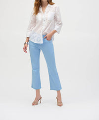 Joseph Ribkoff Stretch Mid-rise Flare Crop Jeans in baby blue - women's jeans