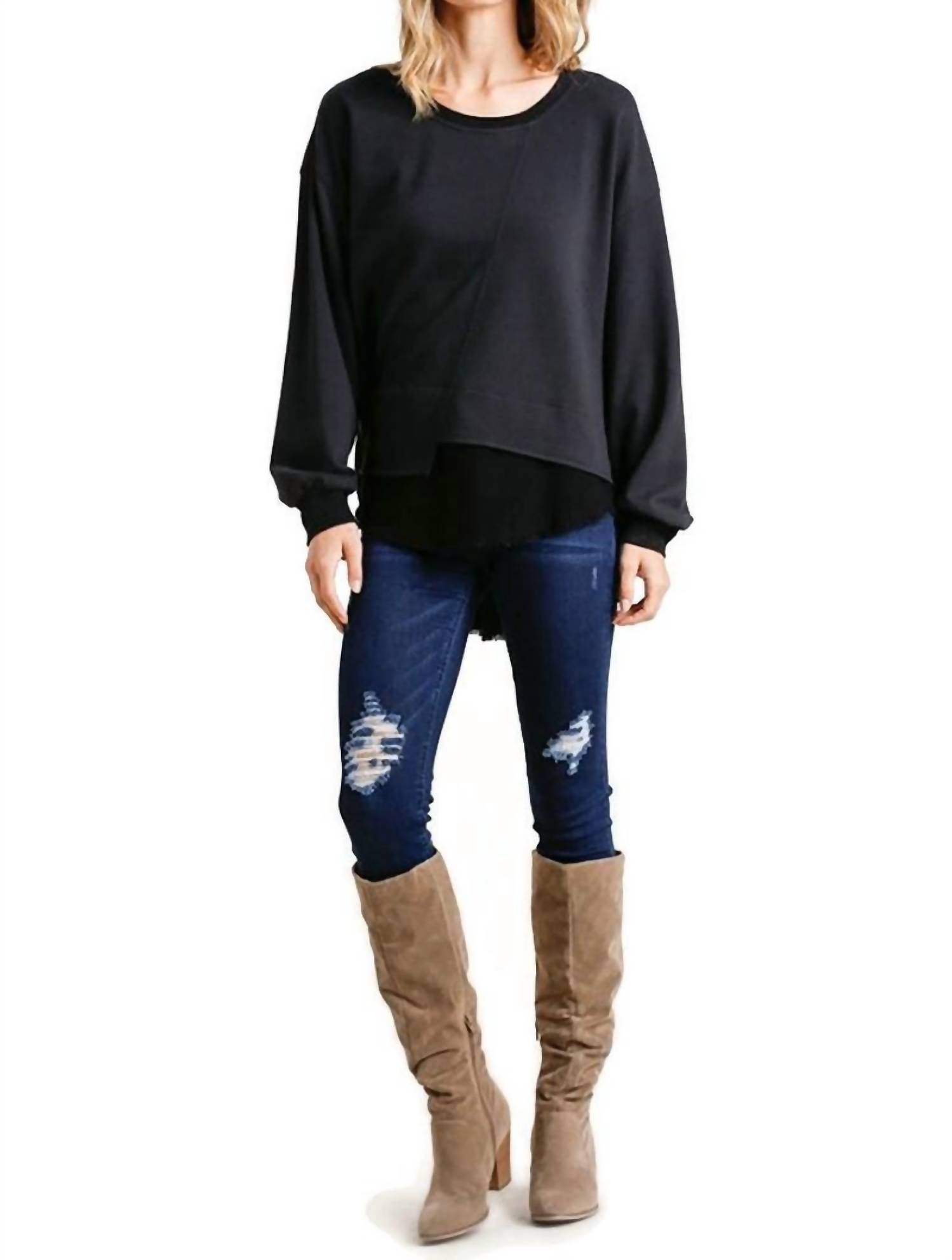 Umgee - Layered Frayed Hem Top