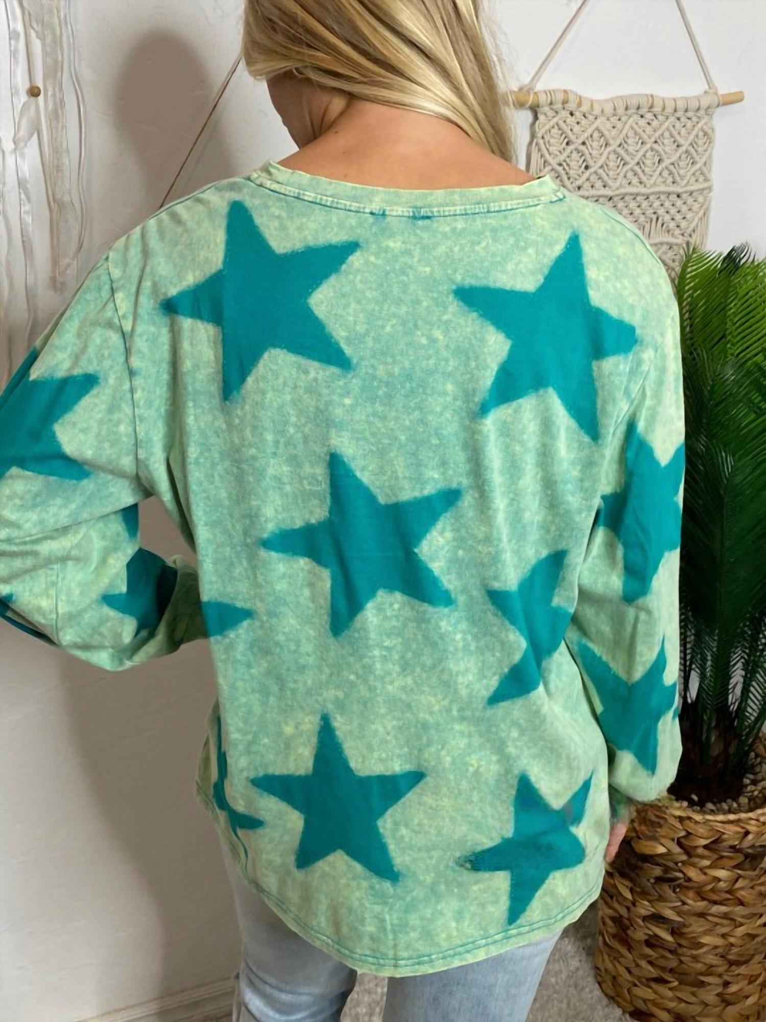 Sage+Fig - Mineral Washed Stars Long Sleeve Tee