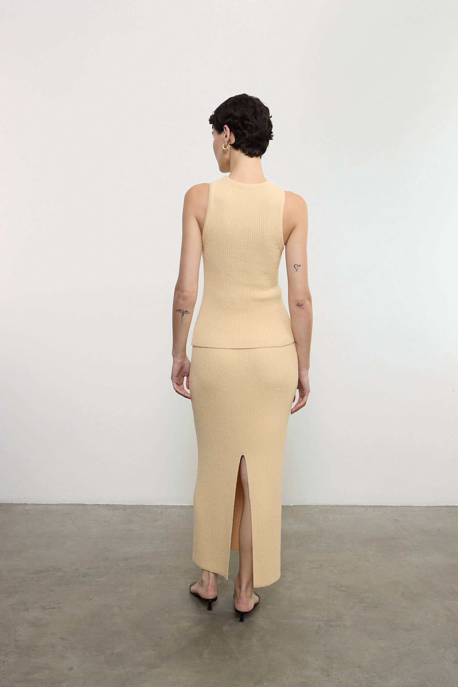 Enza Costa BOUCLE KNIT TANK in bleach sand - women's tank top - alternate view