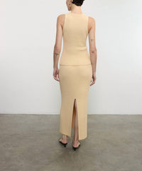 Enza Costa BOUCLE KNIT TANK in bleach sand - women's tank top - detail view