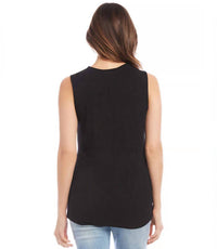 Karen Kane Bevin Side Drape Top in black - women's tank top - detail view