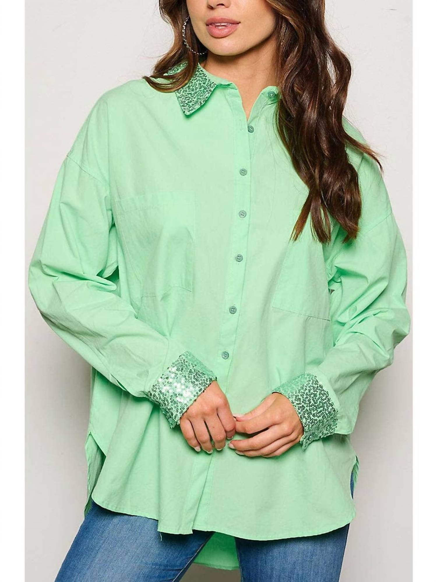 Fantastic Fawn - Women's Smile Sequin Patch Shirt