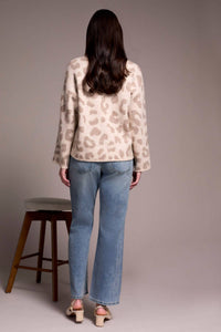 Tribal - Sequin Animal Print Crew Neck Jacquard Sweater