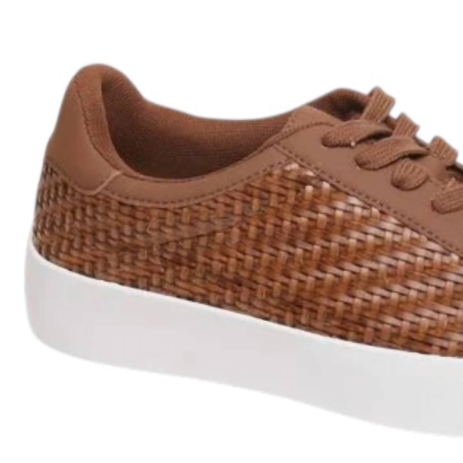 Outwoods Women's Rattan Tennis Shoes in new tan - women's sneaker - detail view