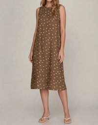 She + Sky - Sleeveless Woven Polka Dot Midi Dress