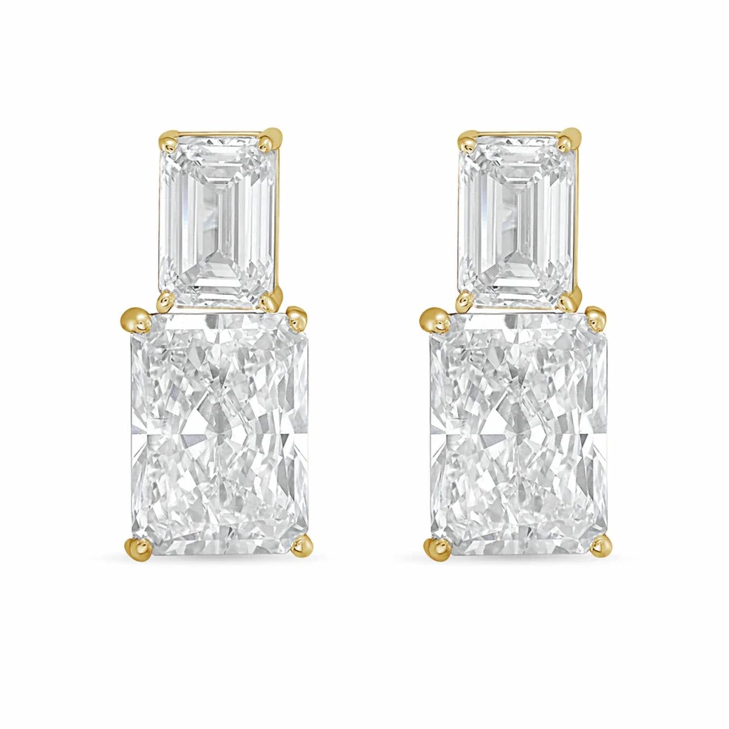 Diana M Jewels - Women's Emerald Lab-Grown Diamond Stud Earrings (10.00 Ct TCW) - Bold