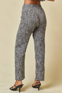 Blue Blush - High Waisted Tweed Pants