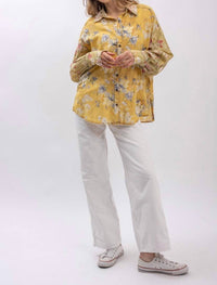 Blue Velvet - Floral Print Button Down Shirt