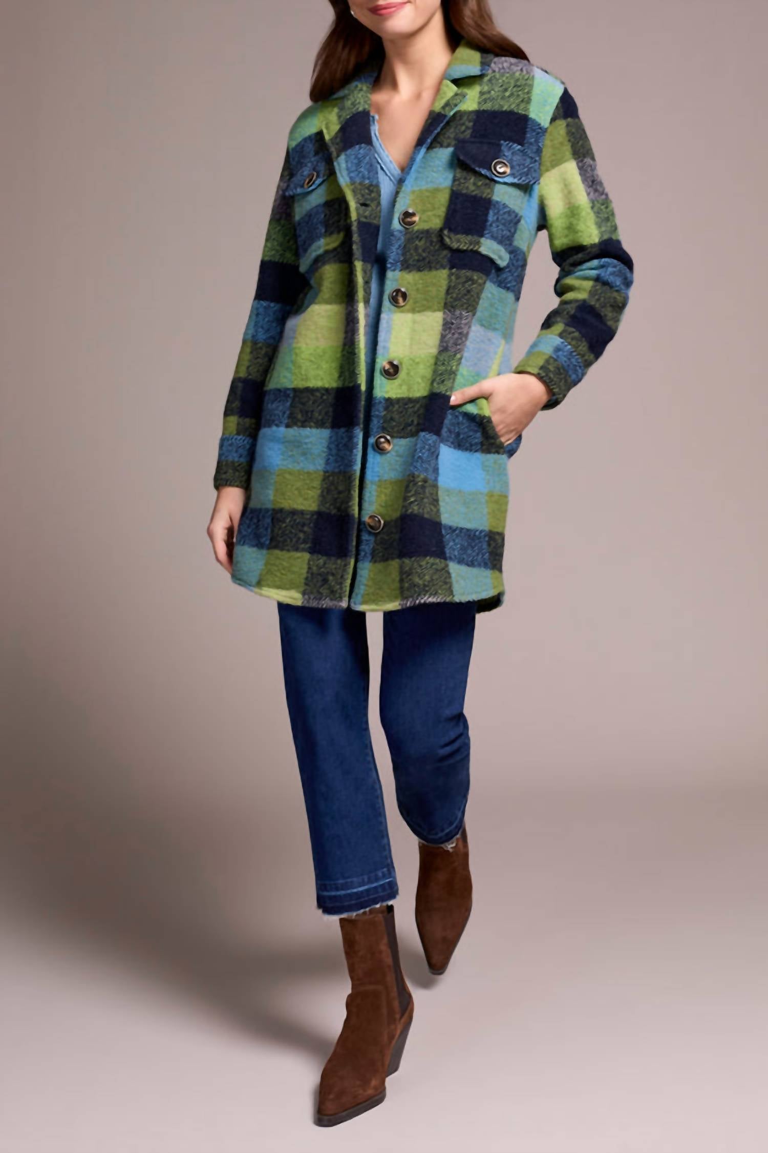 Tribal - Plaid Button-up Jacket