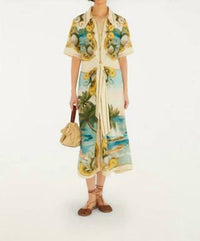 Farm Rio - Royal Sea Collared Midi Dress