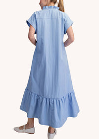 Glam - Ruffle Neck Relaxed Midi Dress