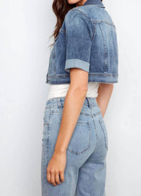 Charlie B - Cropped Short Sleeve Denim Jacket