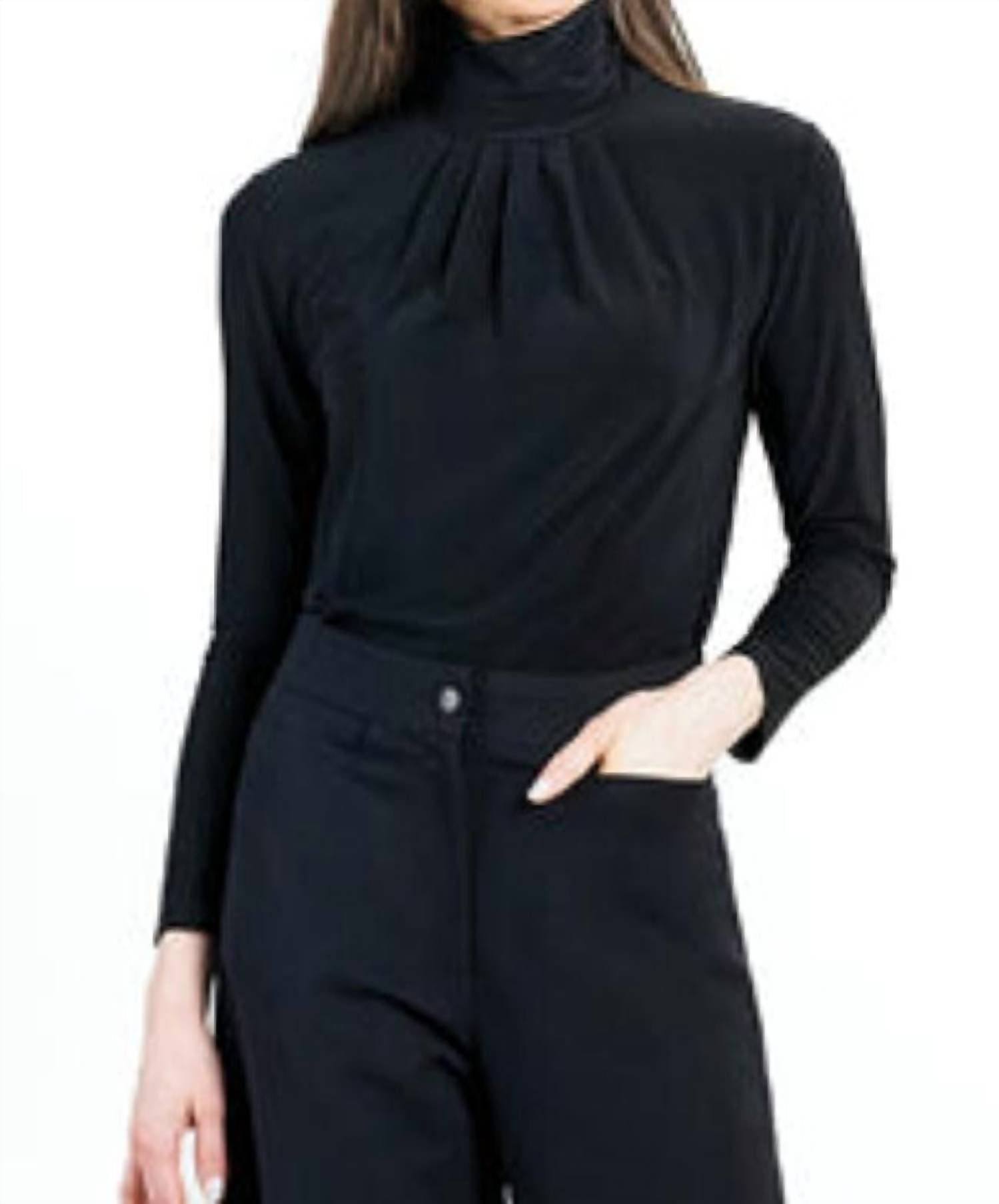 Clara Sunwoo - Mock Neck Pleated Detail Top